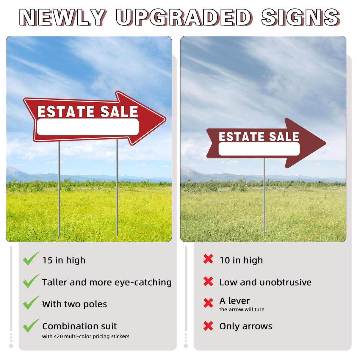 Generic pricing stickers in four colors for clear, quick pricing at a glance.