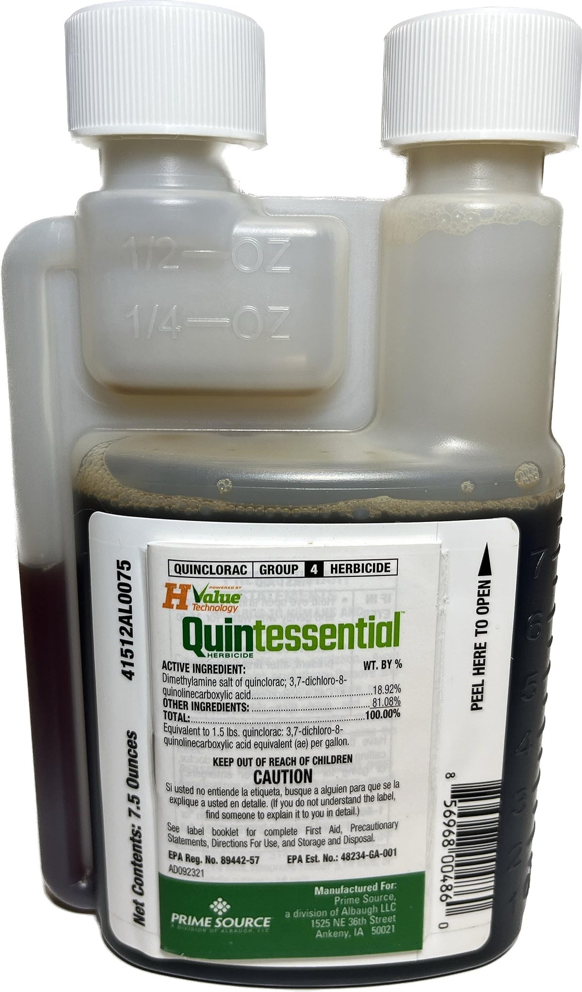 Generic Quintessential bottle showing enhanced absorption for faster crabgrass control on turf