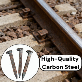 Generic railroad spikes in a workshop ready for forging projects and decor.