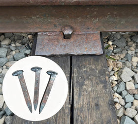 Generic railroad spikes offer rustic raw steel finish with vintage charm.