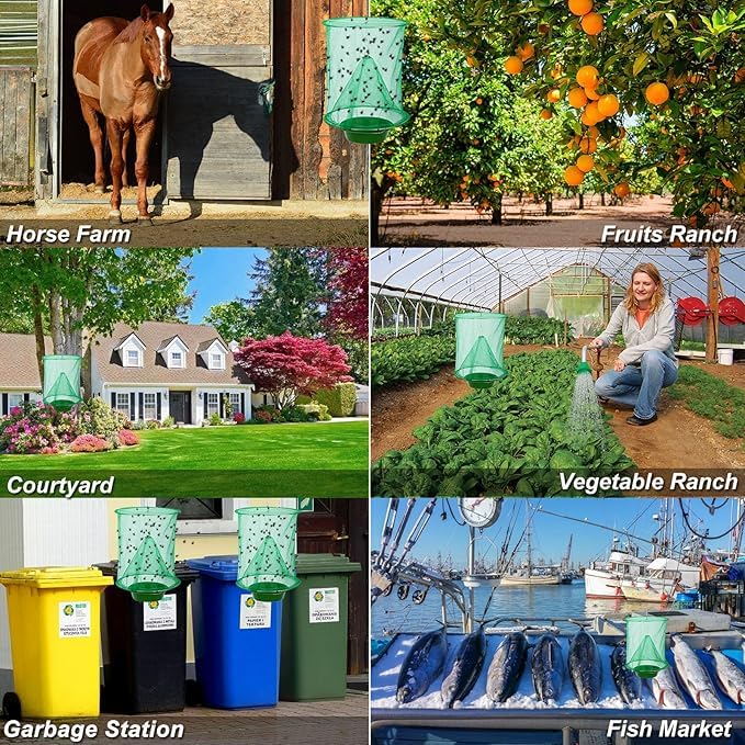 Generic Ranch Fly Trap pack-8-units highlights a complete outdoor pest control kit.