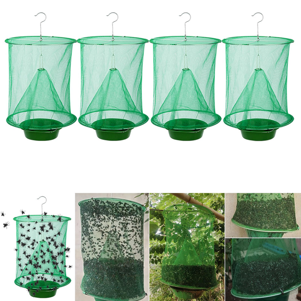 Generic Ranch Fly Traps 4-pack hanging setup for outdoor pest control