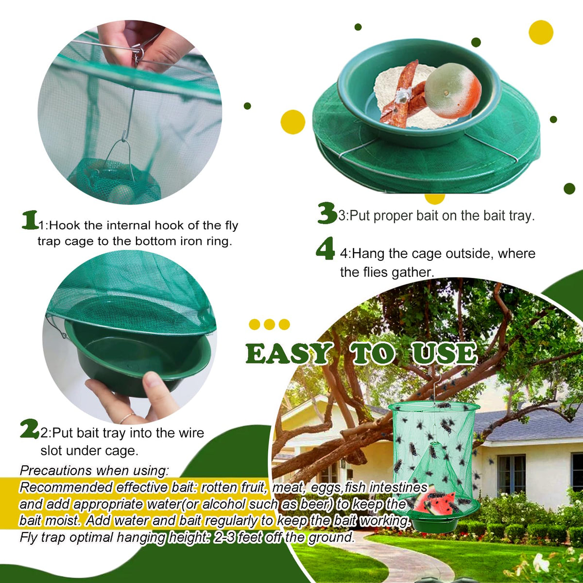 Generic Ranch Fly Traps durable nylon mesh for long-term pest management