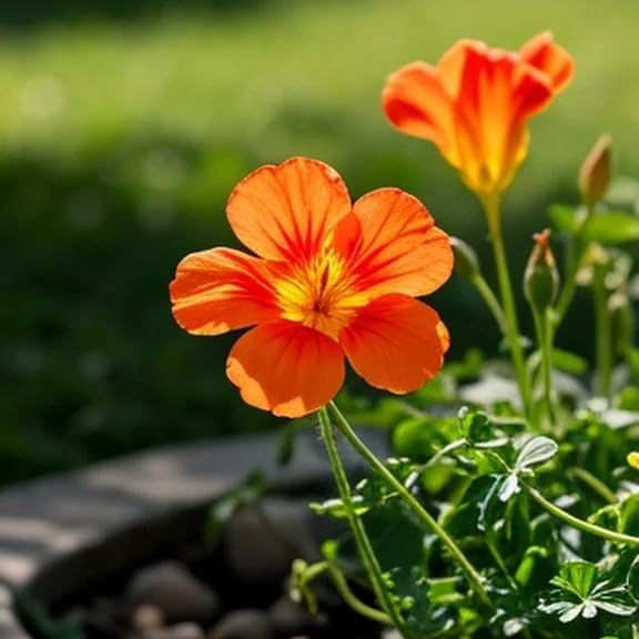 Generic Nasturtium seeds in soil showing direct sow potential.