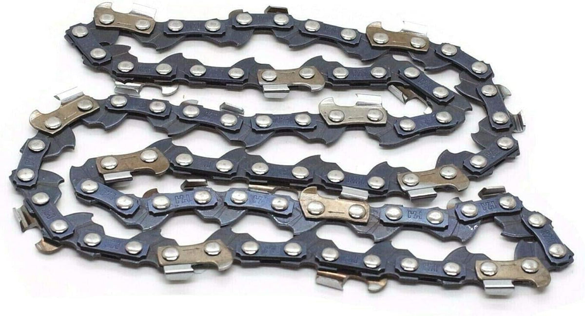 Generic Remington 10in saw chain close-up in steel for durability