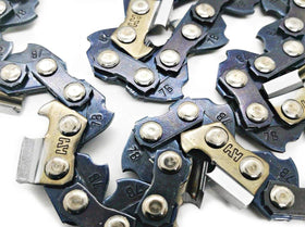 Carving-ready chain in use on a compact saw