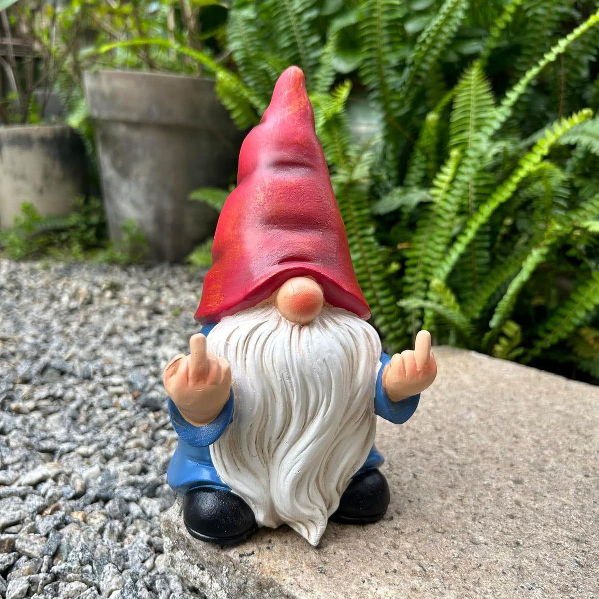 Generic retro-color gnome outdoor garden ornament adds vintage charm.