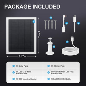 Generic Ring Solar Panel USB-C to barrel adapter included
