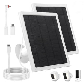 Generic Ring Solar Panel 8W mounted on a camera with USB-C for outdoor charging