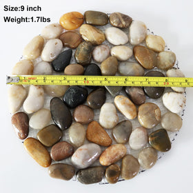 Generic river rock mats with PVC backing for durable outdoor use.