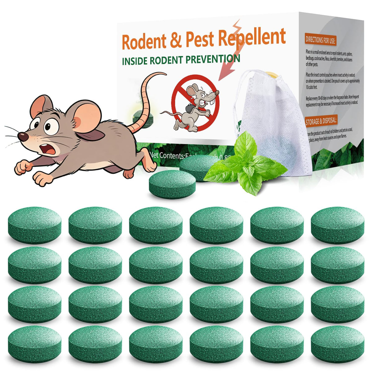 Generic rodent-mouse-repellent peppermint-pouch deters mice safely around the home.