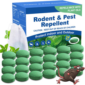 Generic Rodent Repellent pouch releasing peppermint scent to deter mice indoors.