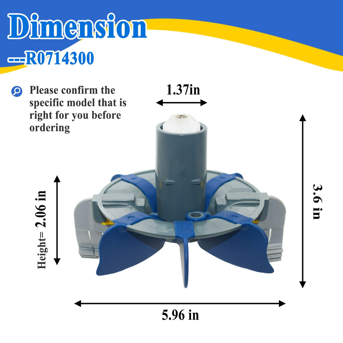 Generic rotating brushes provide thorough scrubbing action for pool debris removal.