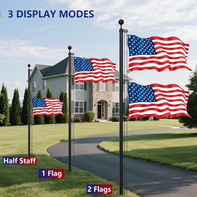 Generic Ryzenthr flag pole 20ft black-gold-top enhances curb appeal with sturdy design.