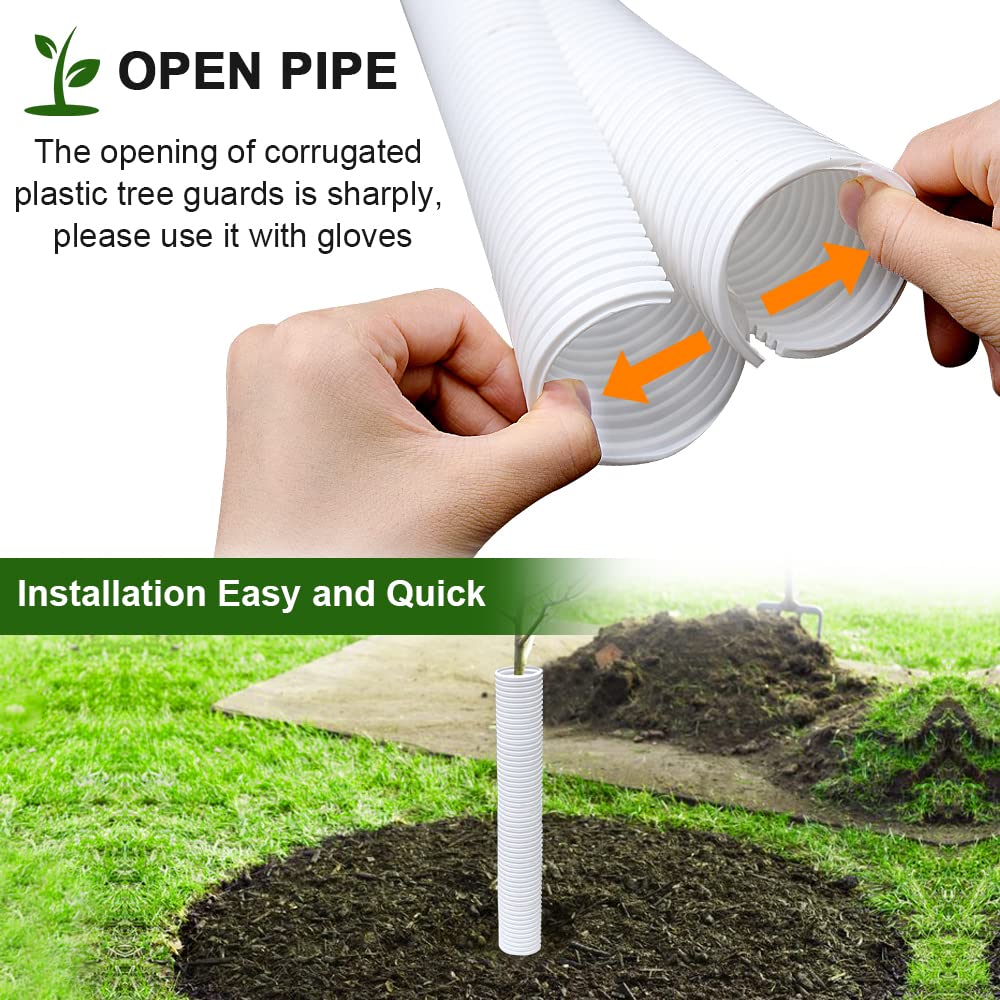 Generic rigid PP guard is easy to install around a sapling trunk.