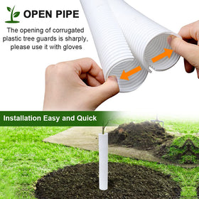 Generic sapling protectors guard stems from weed whackers and mowers.