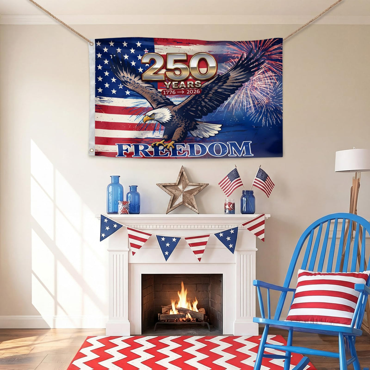 Generic semiquincentennial celebration flag 3x5 commemorating 1776-2026.