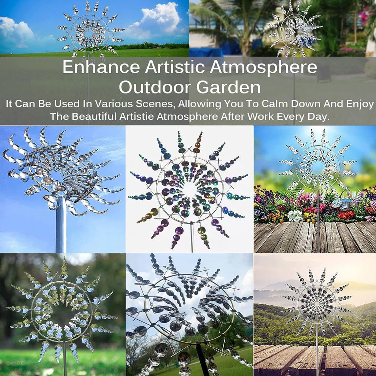 Generic Shirem Magical Windmill ball bearing rotation ensures quiet operation in light breezes.