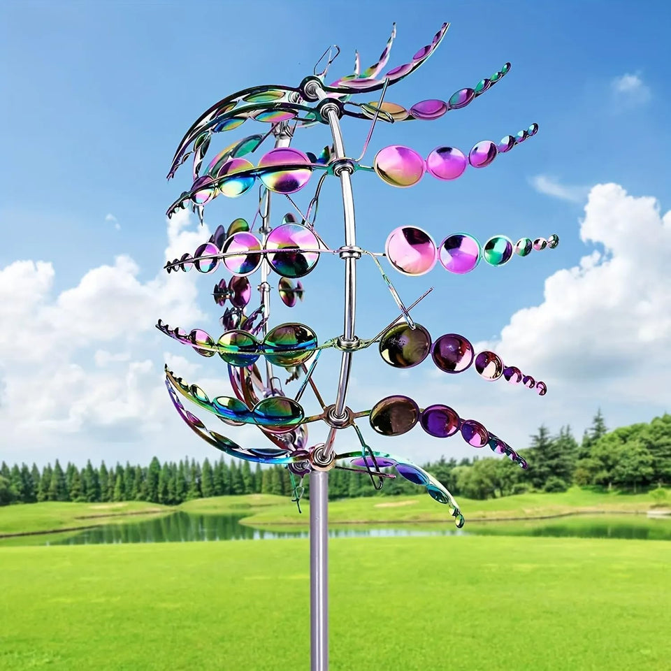 Generic Shirem Magical Metal Windmill front view with colorful blades for charming outdoor decor.