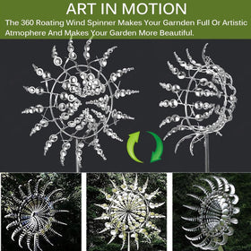 Generic Shirem Metal Windmill side spin captures wind movement for a dynamic garden display.