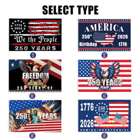 Generic 250th anniversary flag with single-sided printing for bold display.