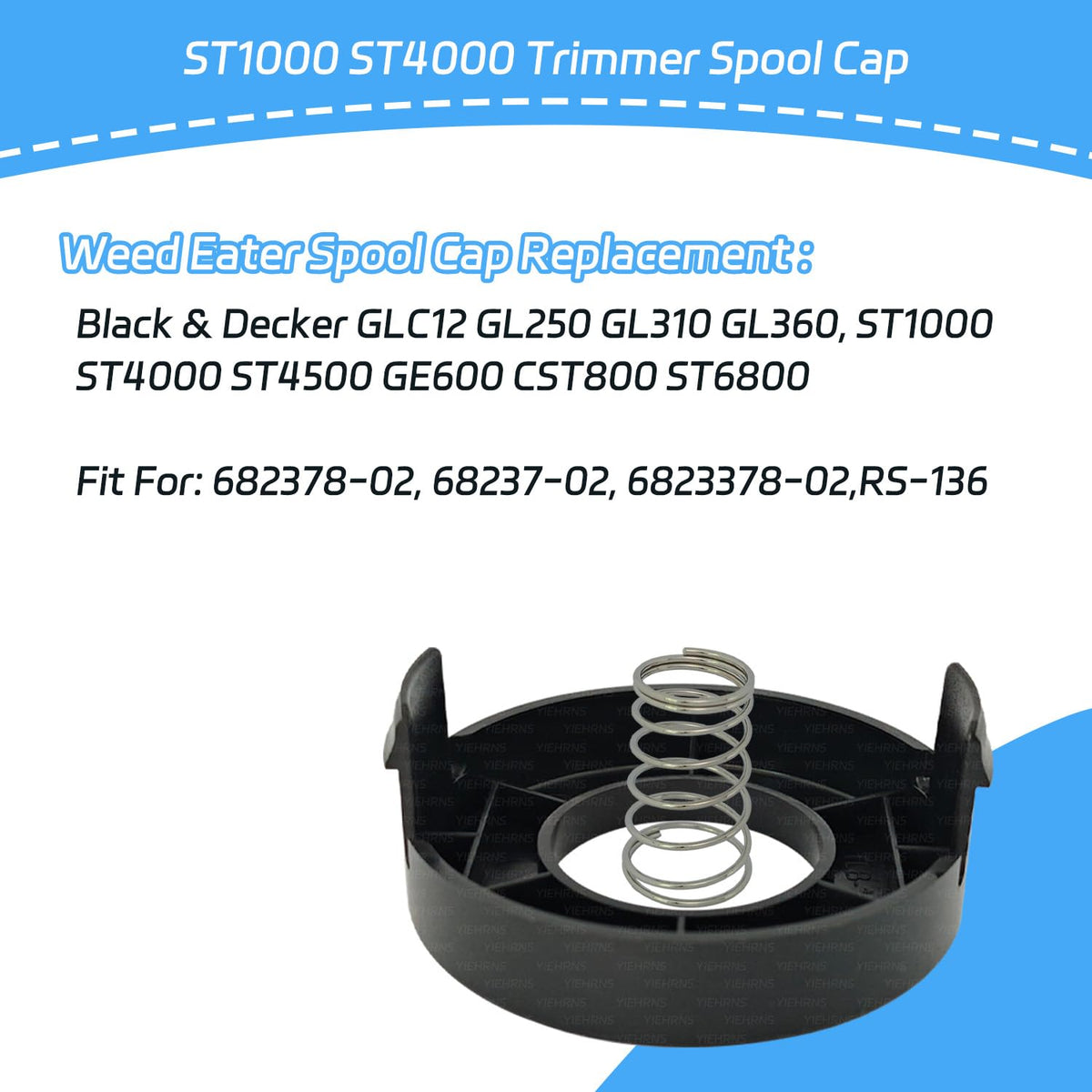 Generic spool cap assembly steps demonstrating easy replacement.