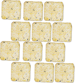 Generic Suet Cake 12-Pack packaging closeup showcases melt-resistant formula for year-round feeding.