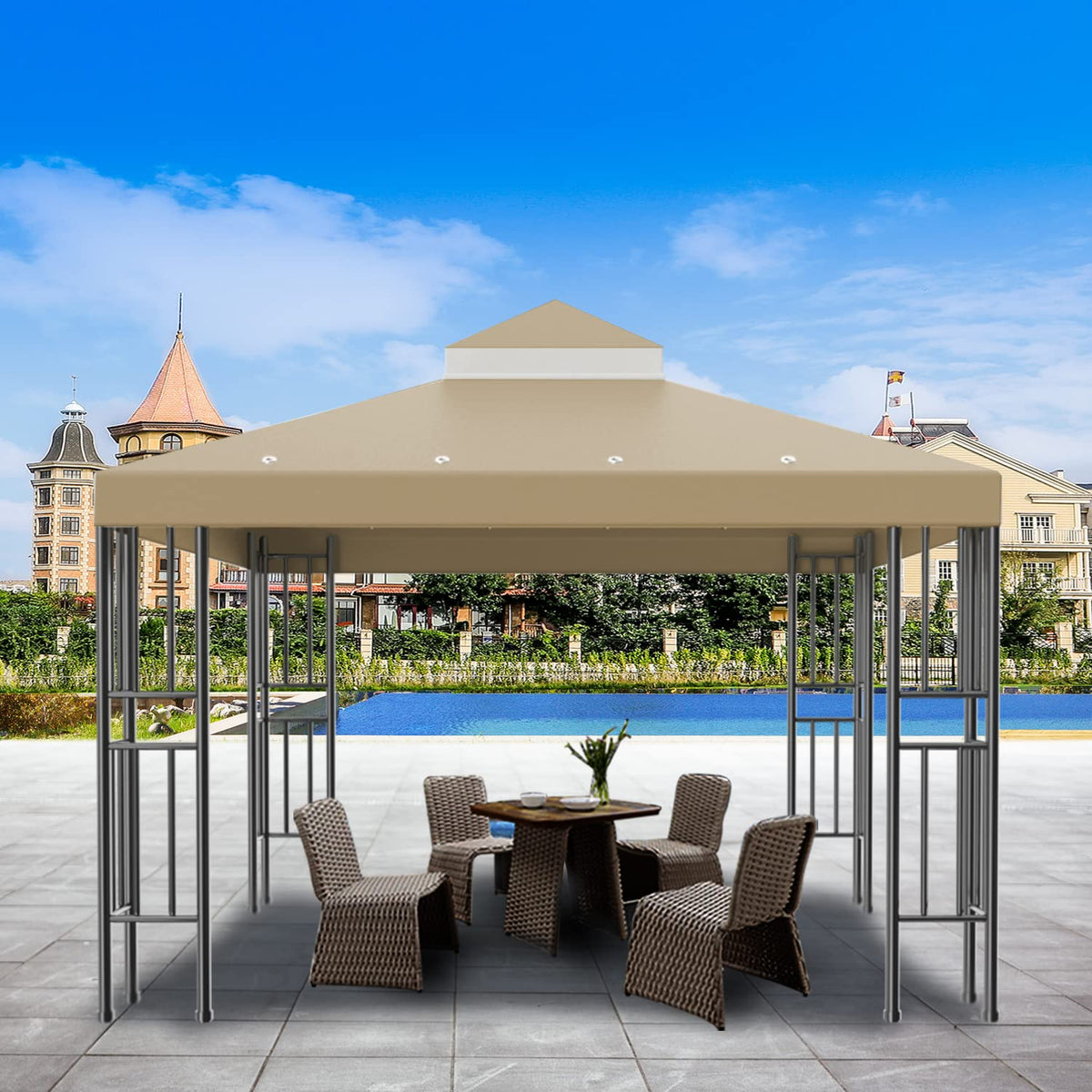 Generic Sumfaller 10x10 canopy top cover in use over a gazebo