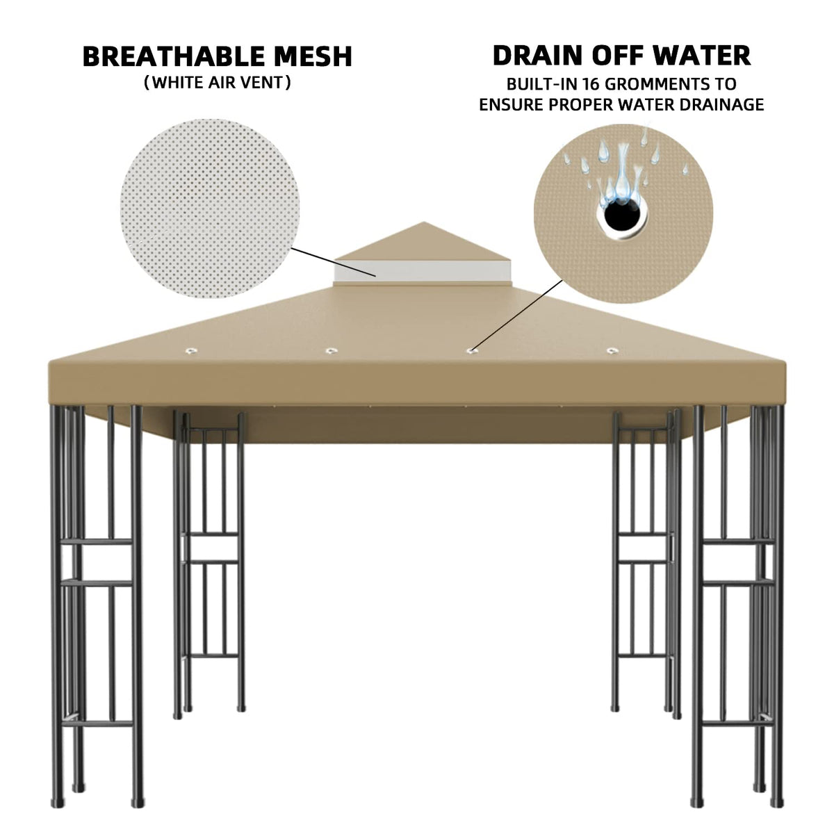 Generic Sumfaller mosquito-netting layer provides ventilation for outdoor gatherings