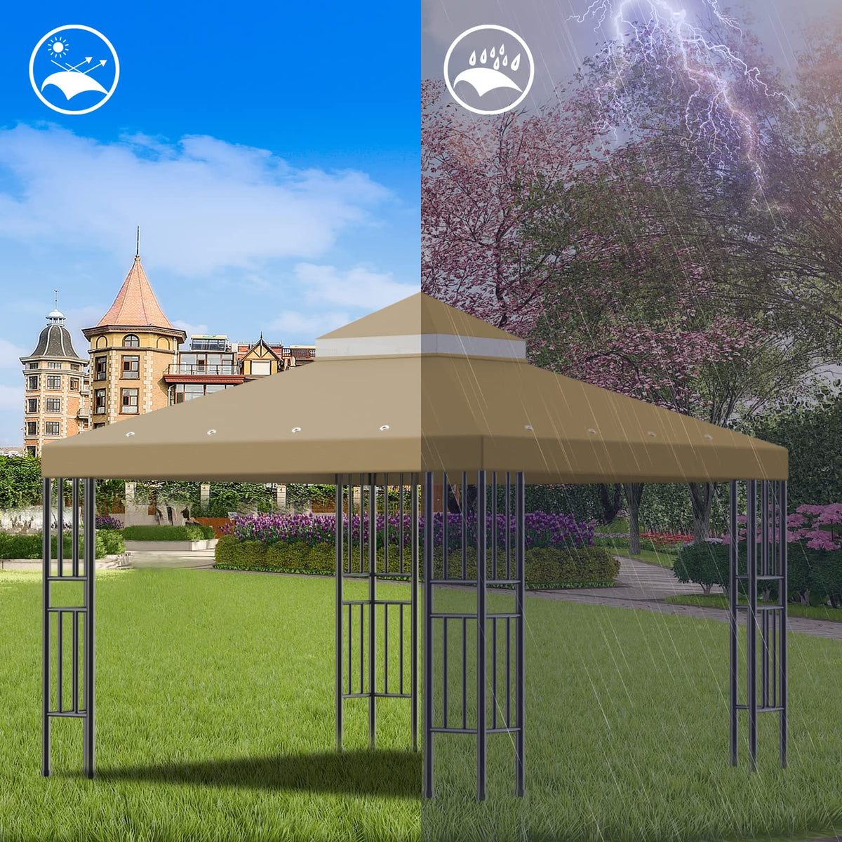 Generic Sumfaller Velcro attachment enables easy installation to gazebo frames