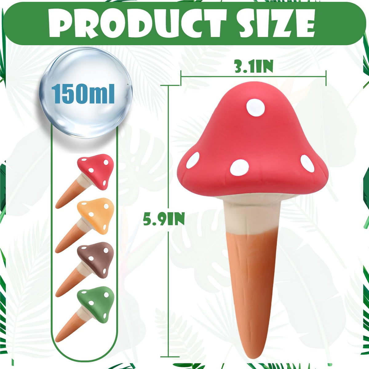 Generic terracotta mushroom spike shows slow-release irrigation for indoor pots.