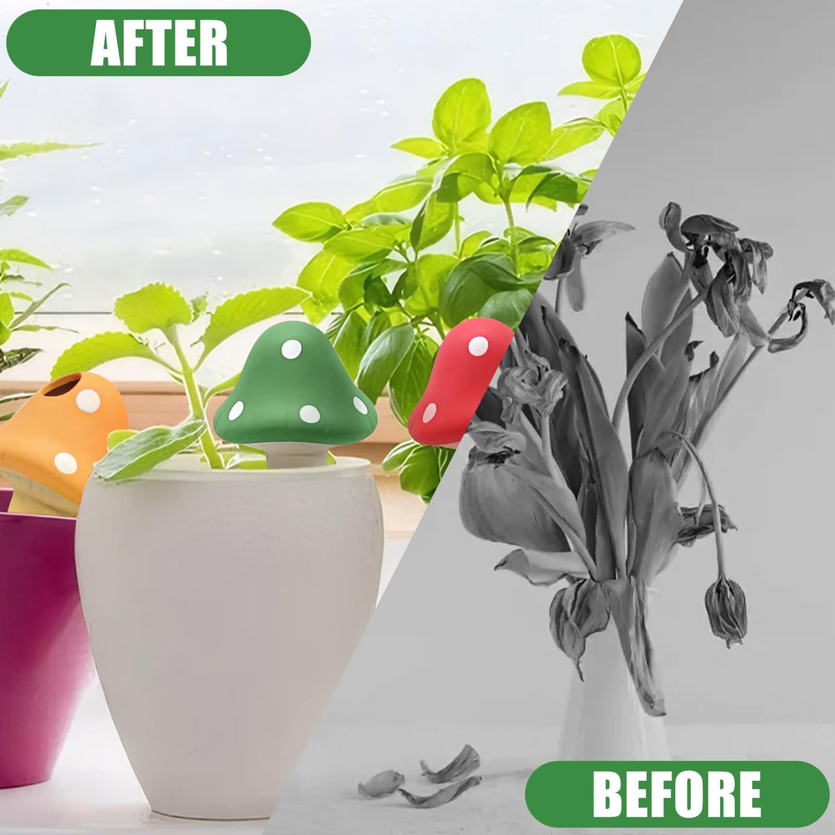 Generic mushroom-shaped spike in terracotta is ideal for large pots and beds.