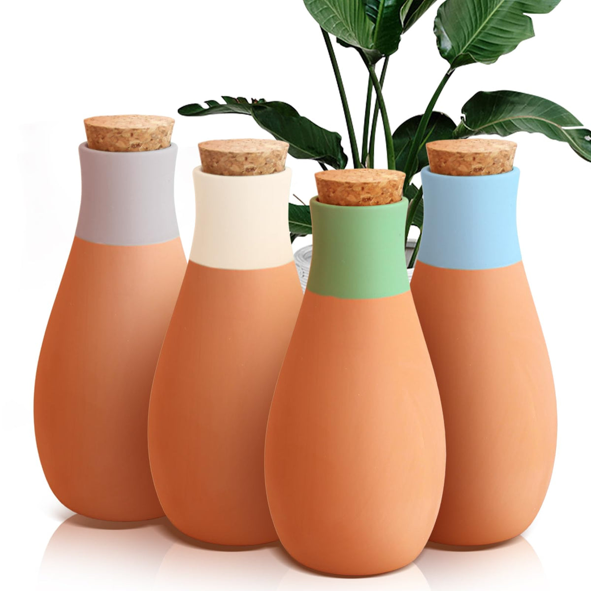 Generic terracotta watering spikes pack provides steady moisture for pots.