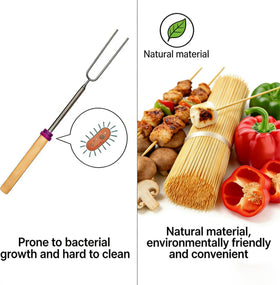 Generic thickened 5mm bamboo skewers provide sturdy grilling for kebabs and fruit