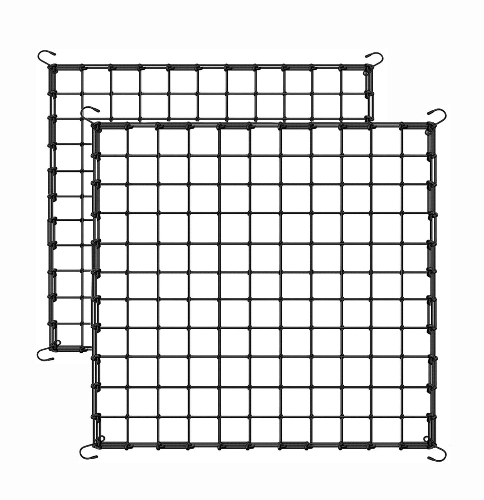 Generic 6x6ft elastic trellis net supports climbing vines in the garden.