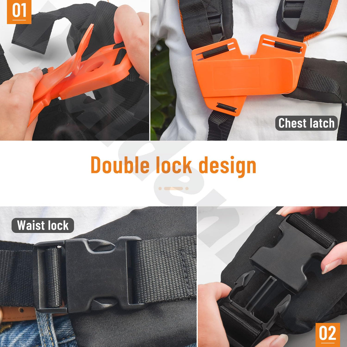 Generic String Trimmer Full Harness showing adjustable straps for a personalized fit