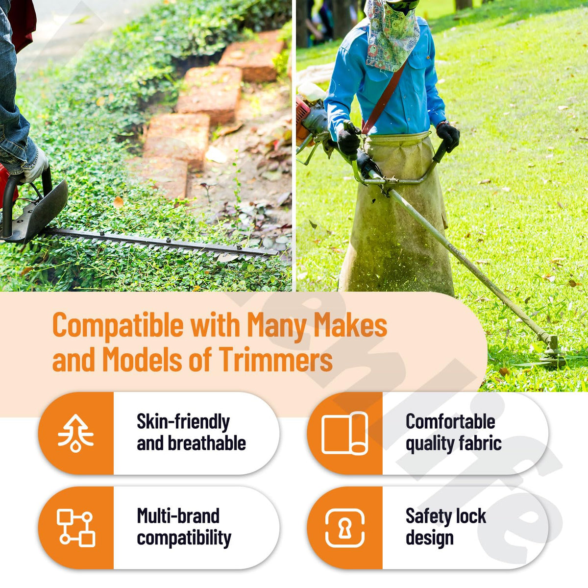 Generic String Trimmer Full Harness supporting the lower back during long sessions