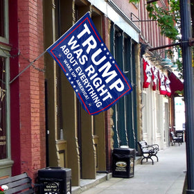 Generic Trump Was Right banner wind action in yard