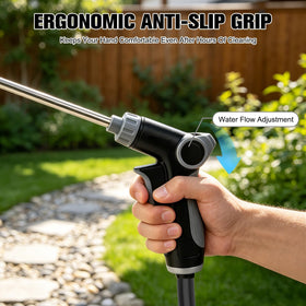 Generic Turn Hose Wide Applications supports car washing and patio cleaning.