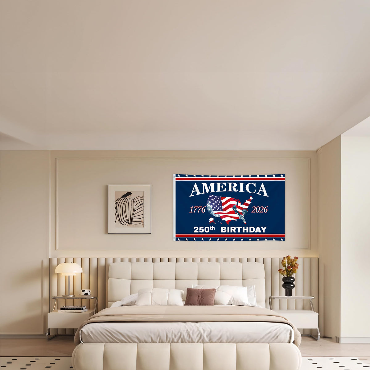 Generic flag with two grommets for easy hanging on poles or walls