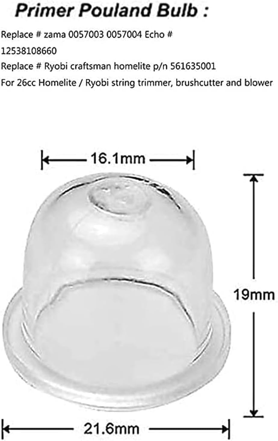 Generic Uorimy 530058709 air purge primer bulb for Husqvarna and Poulan.