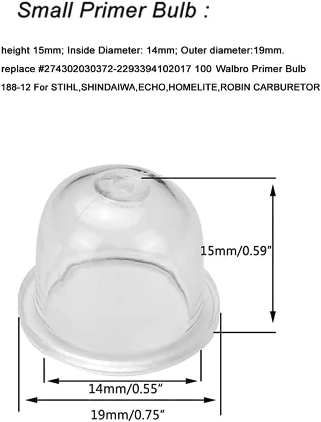 Generic Uorimy big primer bulb for zama and homelite compatibility.