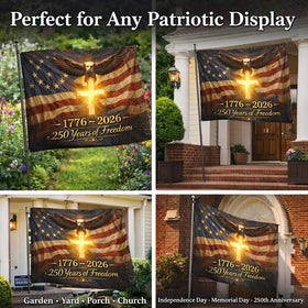 Easy hanging on standard flagpoles with support from Generic US 250 Flag.