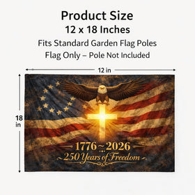 Generic US 250 flag outdoor display mounted on fence or pole.