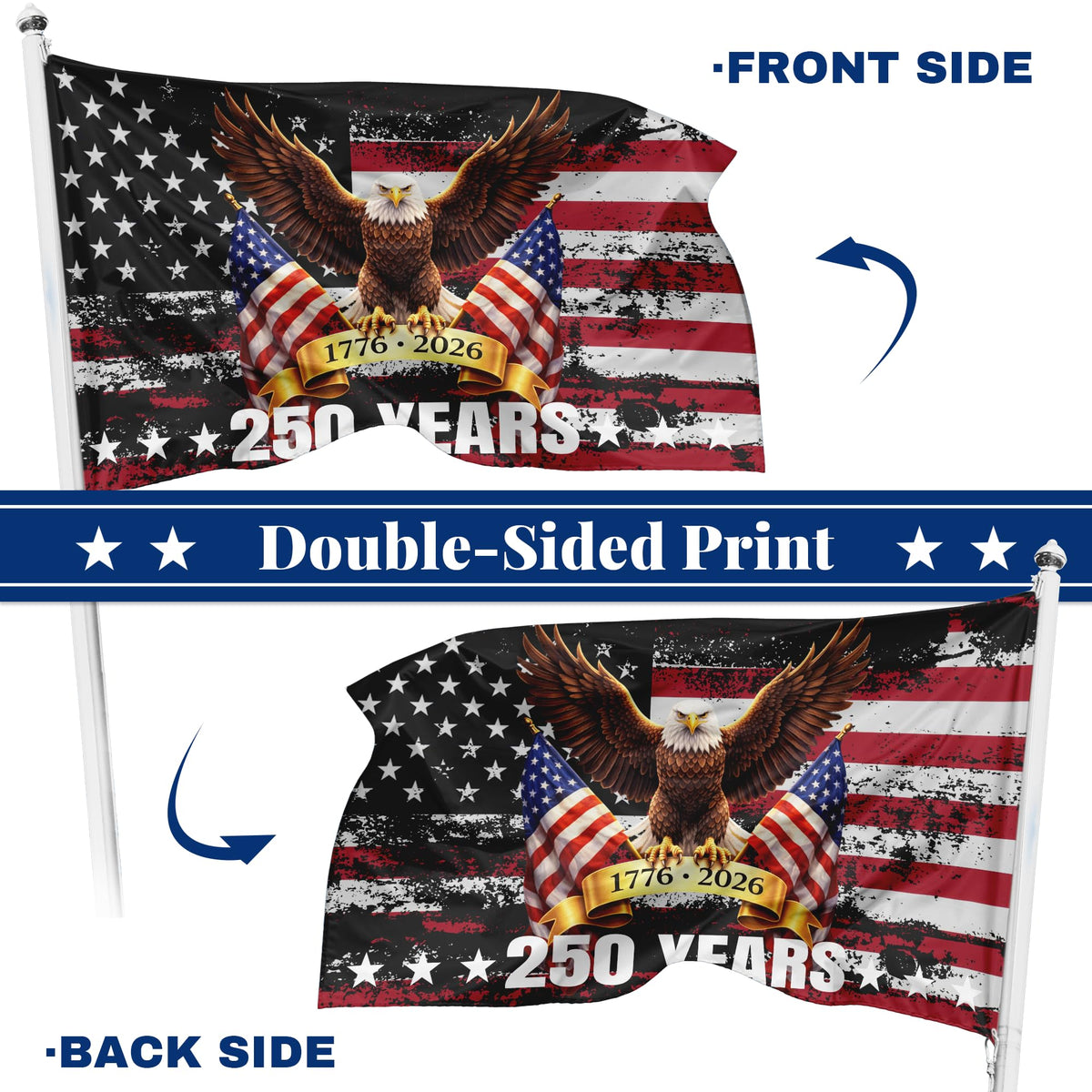 Generic 250th Anniversary USA Flag in-yard display.