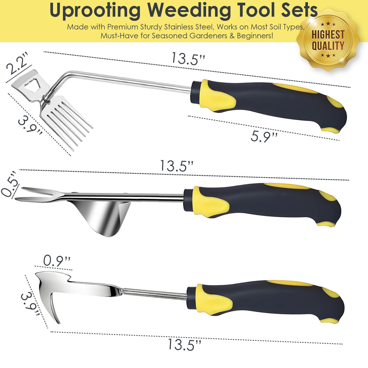 Generic Weed Puller stainless steel tools resist rust for season-long use.