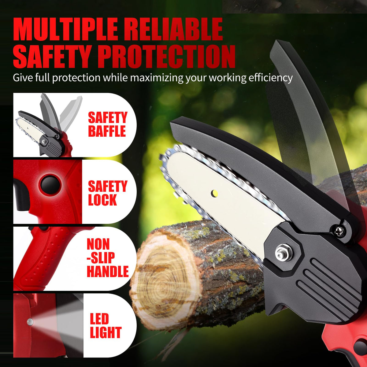 Generic Wood Ranger Mini Chainsaw tool-less tension for quick setup