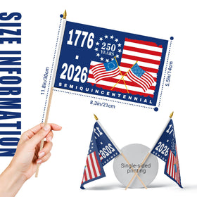 Generic wooden pole with flag shows easy assembly for events.