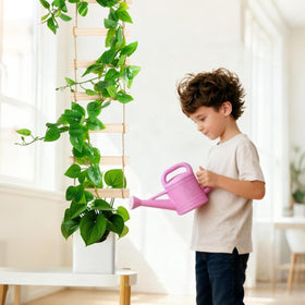 Generic wooden ladder trellis close-up shows smooth natural wood surface for healthy growth.