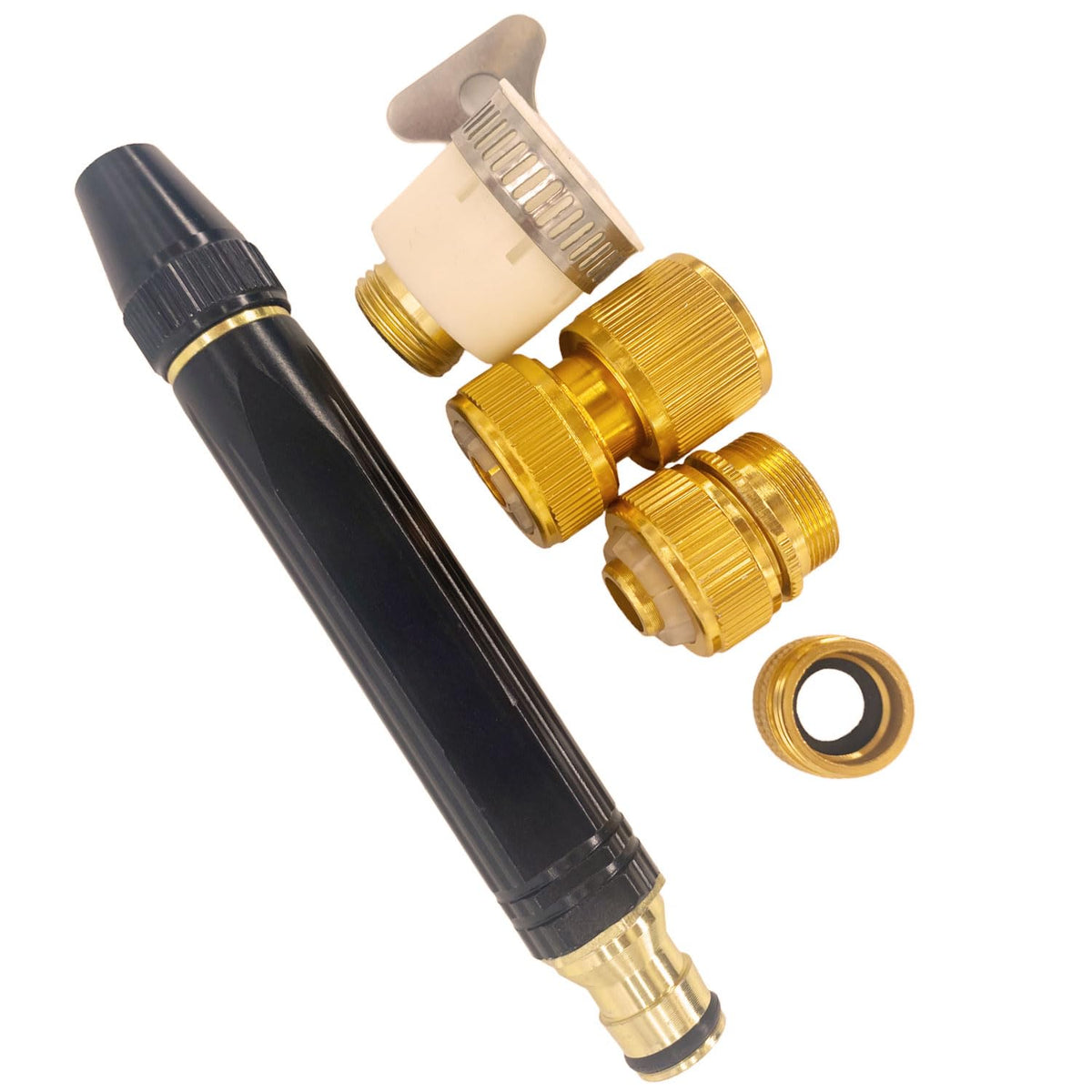 Generic XG00012131 metal garden nozzle close-up highlighting rugged durability for tough tasks.